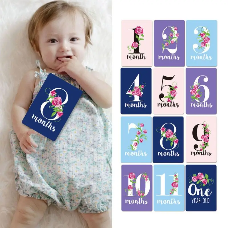 Foto de aniversario de beb&eacute; para capturar tarjetas de momentos especiales del primer a&ntilde;o de su beb&eacute;-Juego de 12 tarjetas fotogr&aacute;ficas, accesorios de fotograf&iacute;a-2