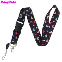 ransitute black white love key lanyard id badge holder multifunction key strap rope neckband mobile phone decoration r538