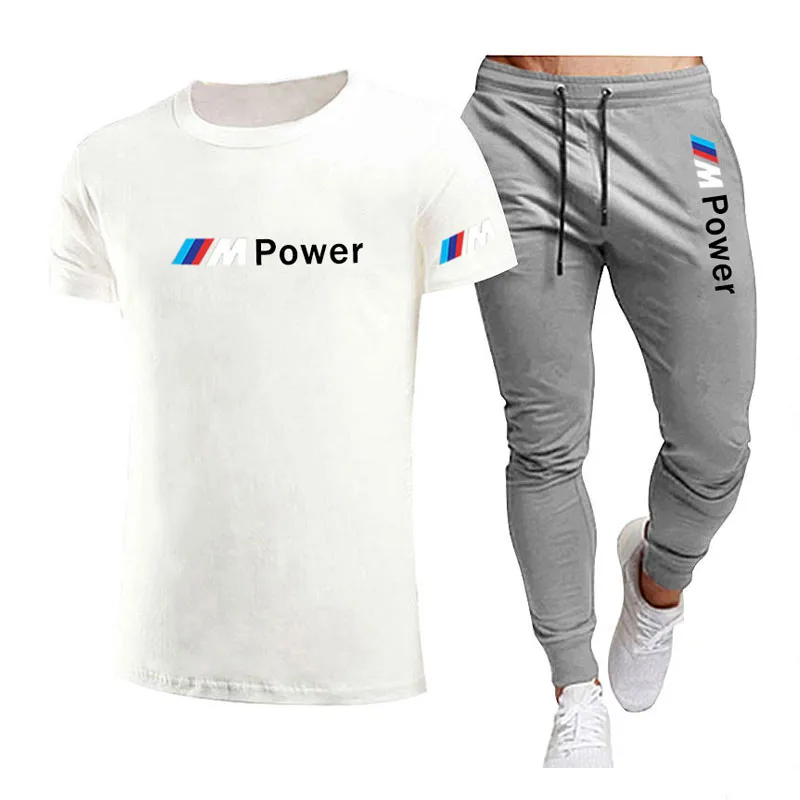 

2021 Summer Fashion Leisure brand Men's Set Tracksuit Sportswear Track Suits Male Sweatsuit Short Sleeves T shirt 2 piece set