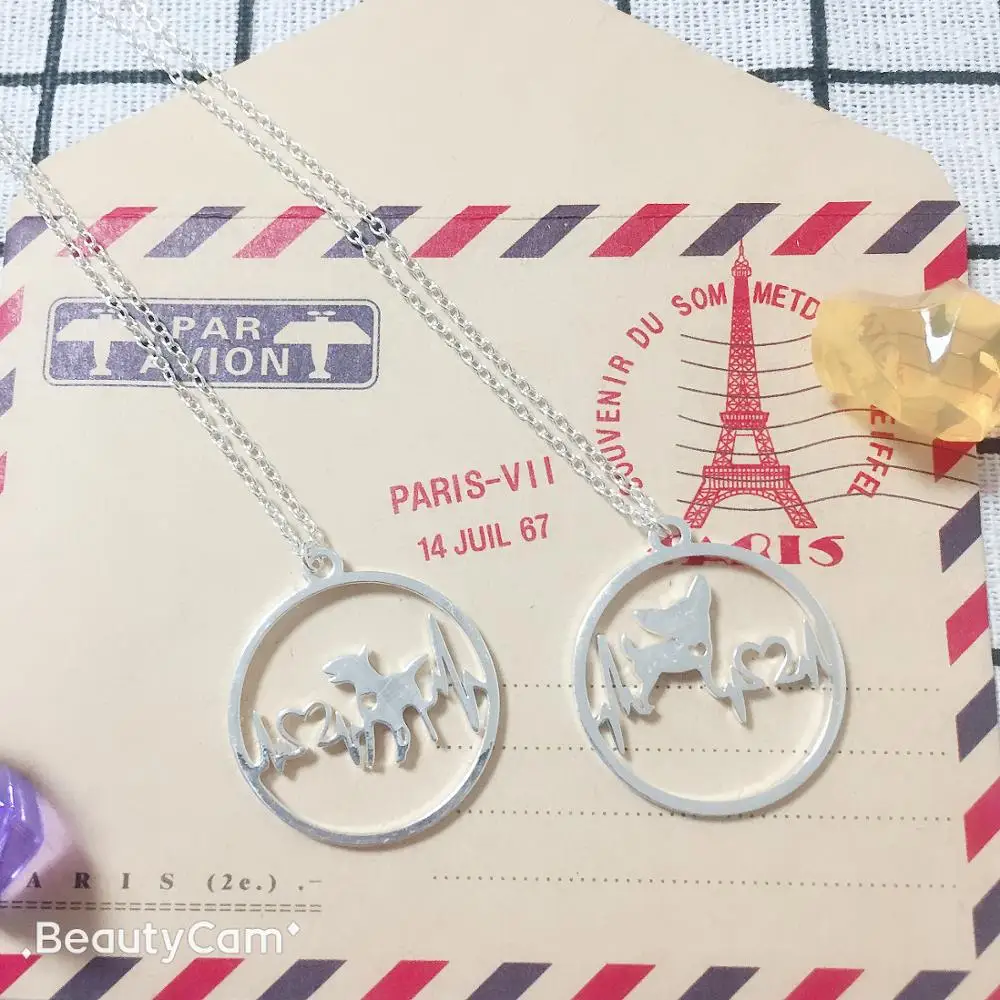 Нержавеющая сталь животных Собака подвеска в форме сердца колье для женщин