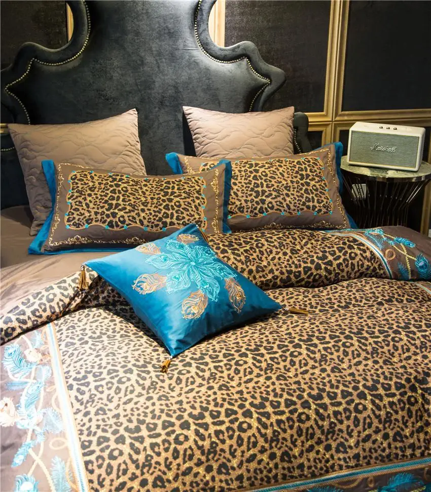 Комплект постельного белья из 4/7 предметов роскошный коричневый кофейный