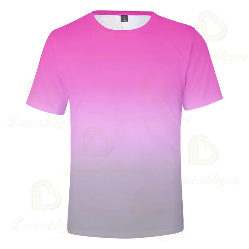 

Colourful Gradient T-Shirt Men Women Summer Cool T Shirt Boy/Girls TShirt Men's Solid Colour Breathable 3D Rainbow Tees Purple