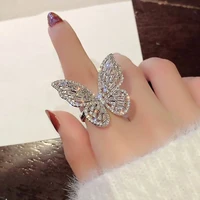 big butterfly open rings for women etrendy new fashion micro pave shinning zircon statement ring adjustable jewelry