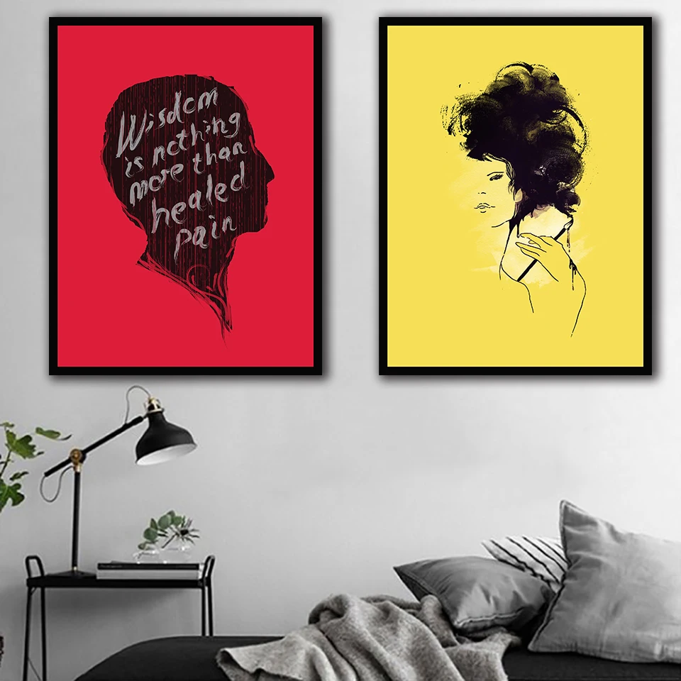 

Wall Art Print Canvas Home Decoration Abstract Red and Yellow Men and Women Pictures Nordic Style Modular Poster For Living Room