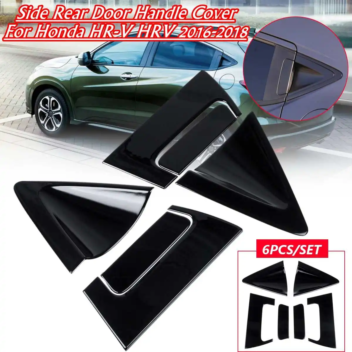 

Front Rear Door Handle Covers + Cup Bowls For Honda Vezel H-RV X-RV 2016 2017 2018 Car Styling Frame Sticker Gloss Carbon Chrome