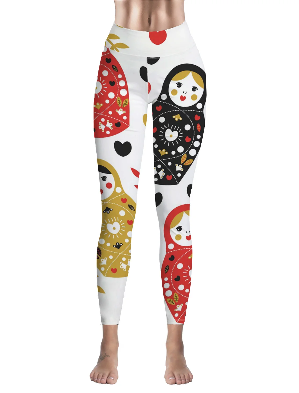 Повседневные женские леггинсы с изображением русскоязычной куклы сердца и