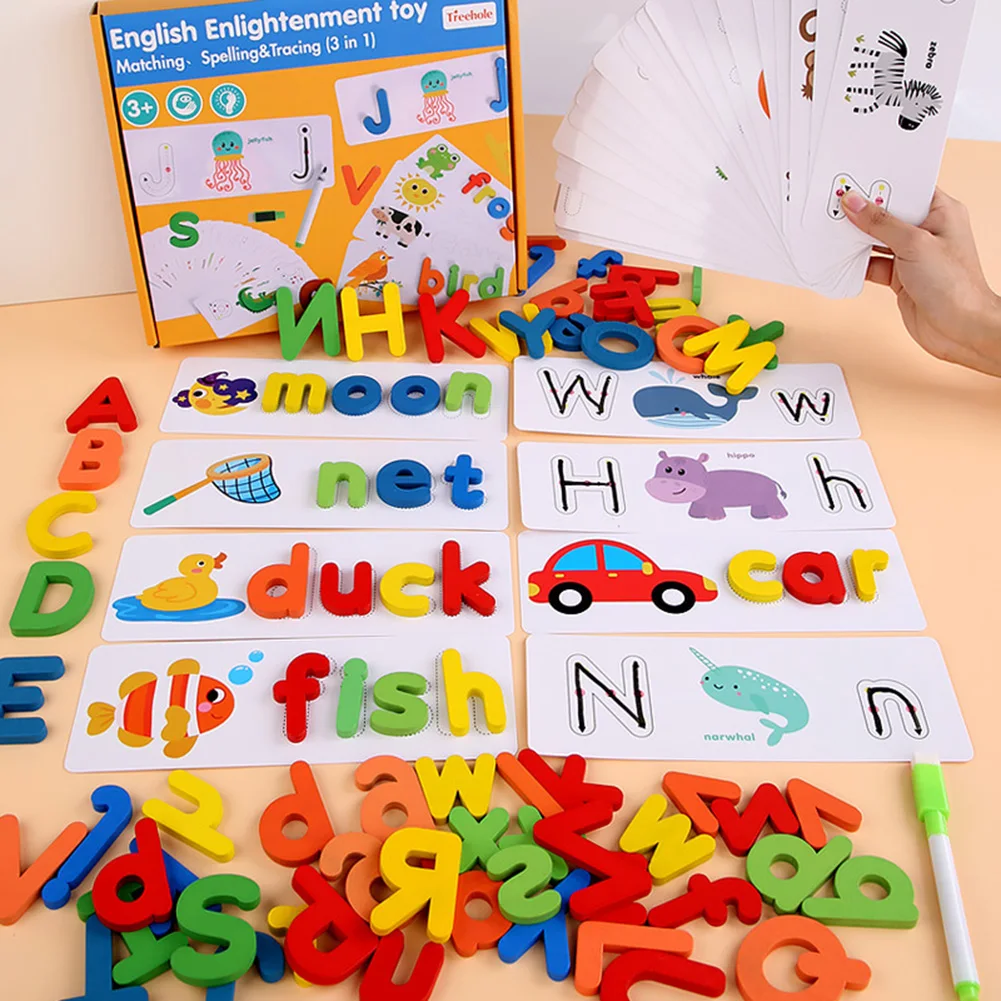 

DIY Baby Wooden Letter Game Spelling Matching Scrabble Kids Early Learning Educational Toys for Baby Children Brithday Gifts