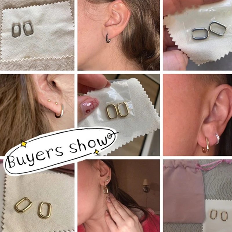 

S925 Silver Geometric Oval Small Hoop Earrings For Women Prevent Allergy Birthday Wedding Party Fashion Earrings Gift Jewelry