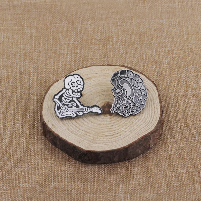 Преувеличенные индивидуальные броши в виде Черепа скелета мозга значки заколки