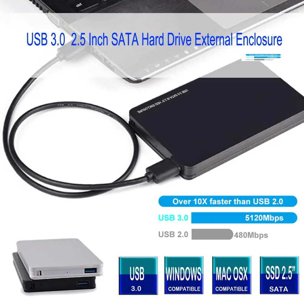 

Корпус для жесткого диска 2,5 дюйма из алюминиевого сплава, USB 3,0, поддержка карт до 4 ТБ