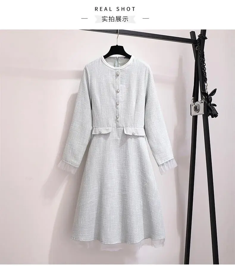 2XL-6XL плюс размер женское осеннее французское ТРАПЕЦИЕВИДНОЕ ПЛАТЬЕ ЖЕНСКОЕ тонкое Элегантное Вечернее Платье женское зимнее 5XL большое Сетчатое офисное платье