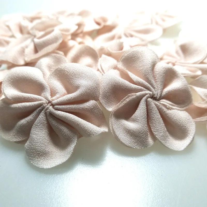 HL 20 шт 40 мм легкий розовый шифоновый цветок двойной ручной работы украшения
