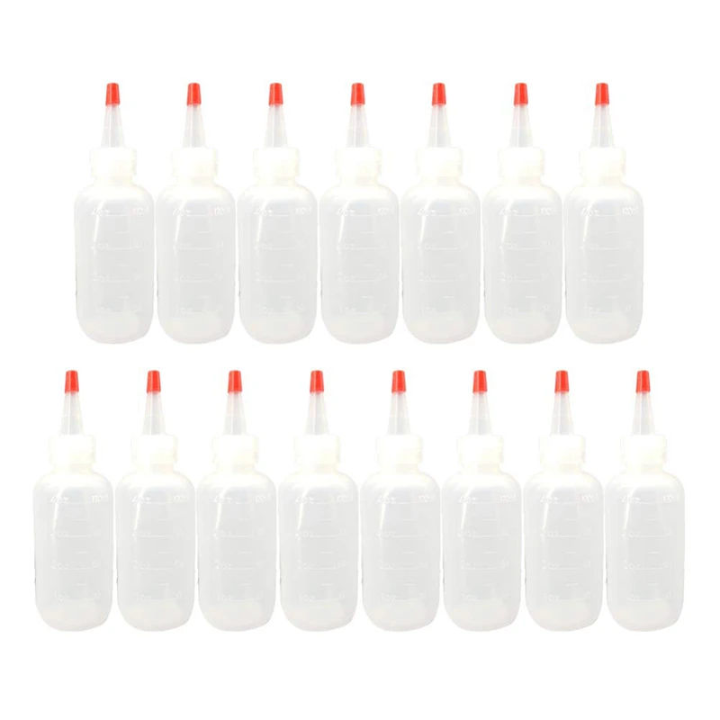 

15 Pack 4 Ounce(120Ml) Squeeze Dispensing Bottles with Red Tip Caps - Good for Crafts, Art, Glue, Multi Purpose