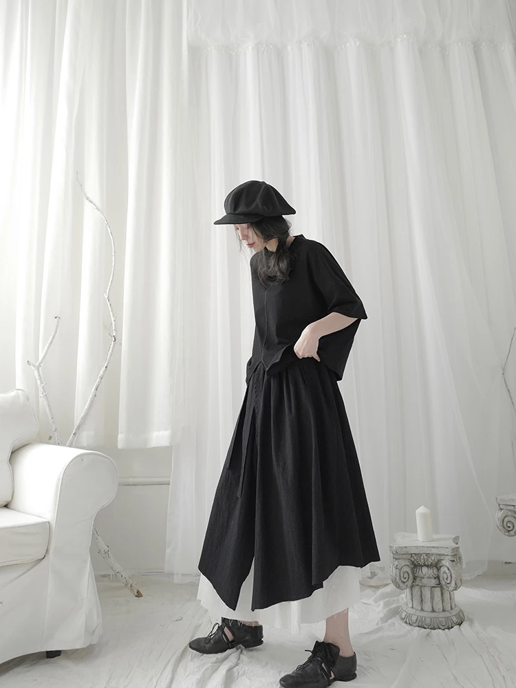 Dark Yamamoto Style half-length Skirt woman Chinese style personality Irregular Design Feeling Minority double-layer show thin s