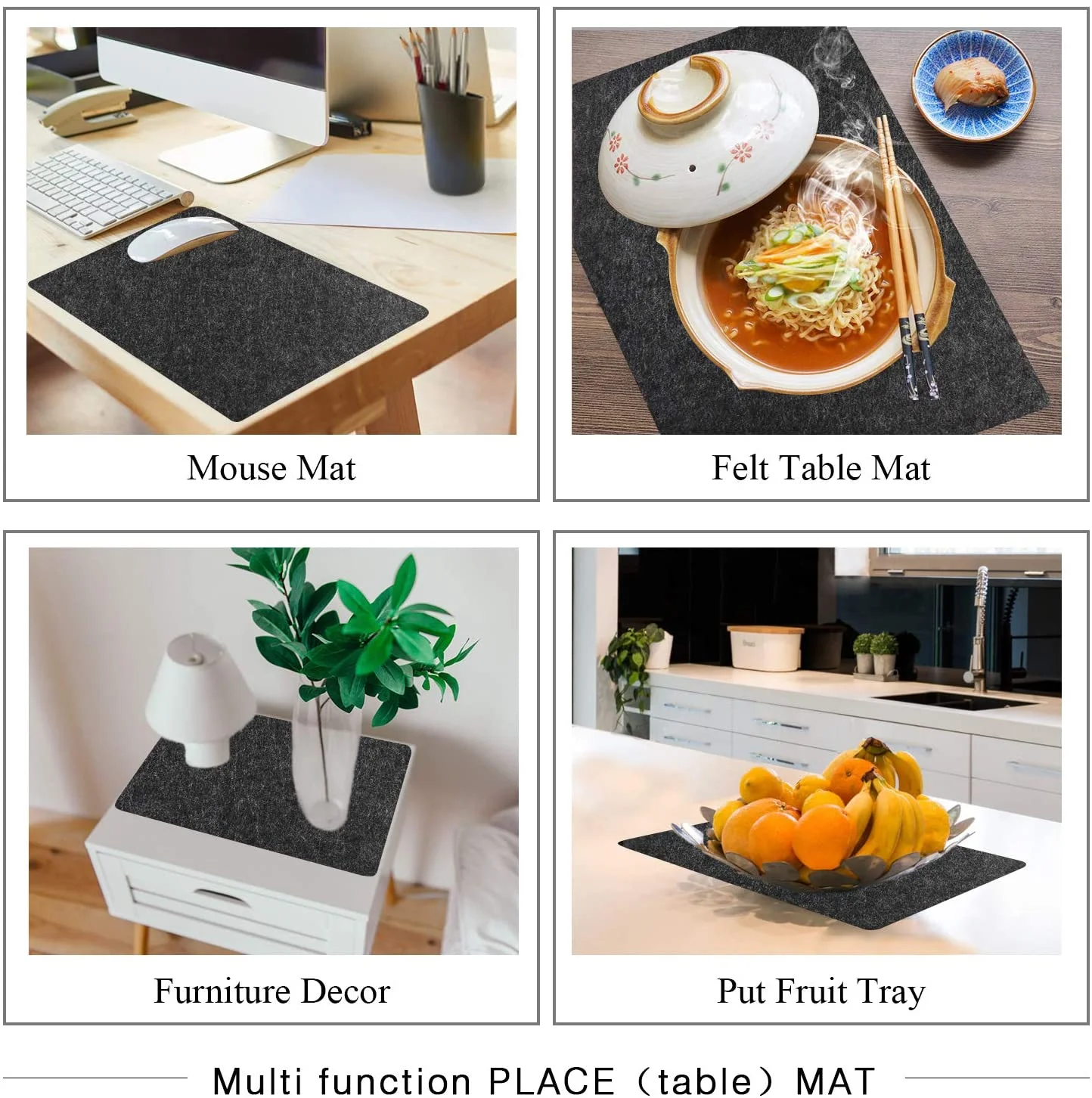 Набор из 6 кухонных столовых приборов черные подставки для напитков и столовые