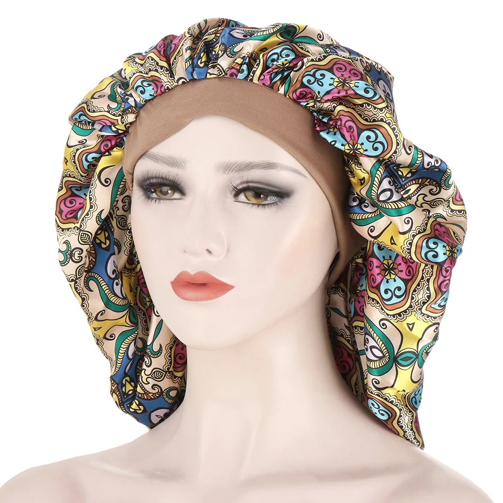 

Очень большая женская шляпа с красивым принтом, женская шляпа для сна, шляпа для головы, шляпа для вьющихся весенних аксессуаров для волос, Оптовая продажа