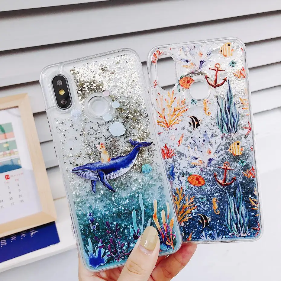 Чехол с жидкими блестками для xiaomi Mi 8 5X 6X A1 A2 lite Pocophone F1 redmi 5 plus Note 6 7 pro | Мобильные