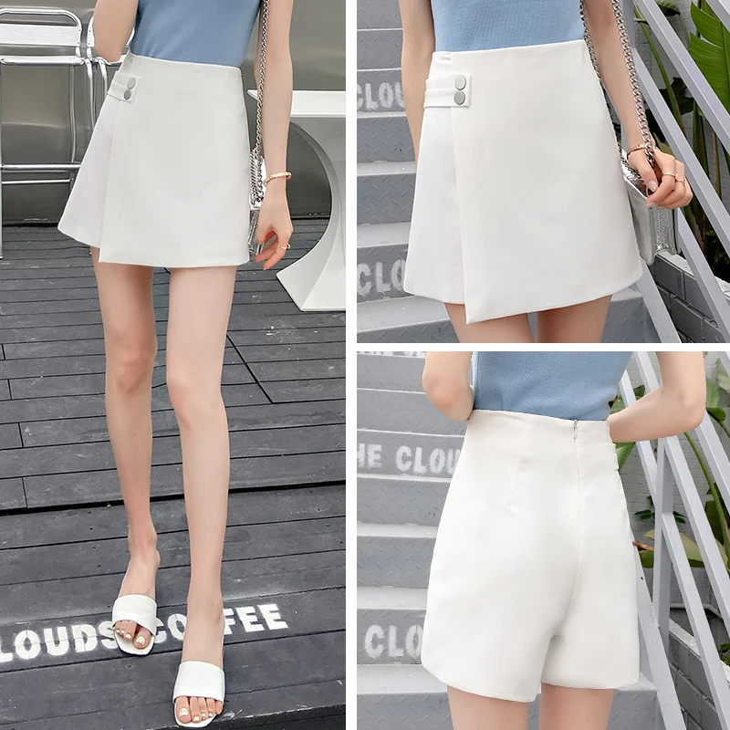 Шорты женские с завышенной талией модные повседневные свободные брюки-кюлоты