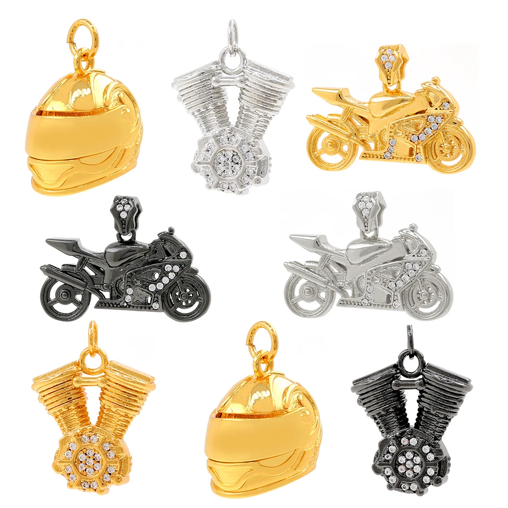 Sports style racing car necklace hip hop antique silver plated exquisite motorcycle racing helmet necklace pendant