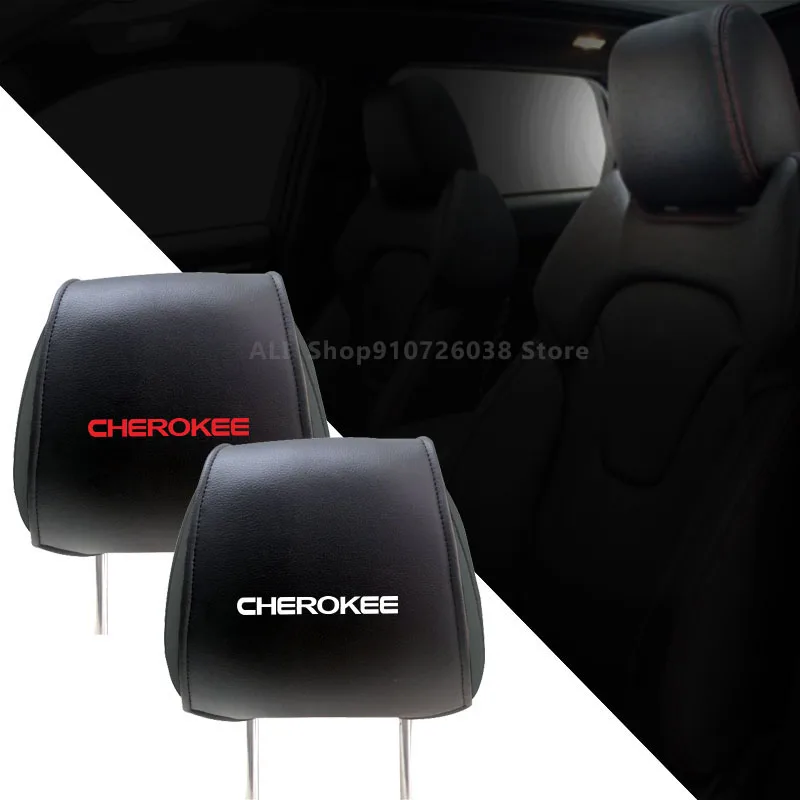 

Car Seat Headrest Cover For Jeep Cherokee Auto Styling Decoration Protector PU Leather Pillows Case Interior Assessoires