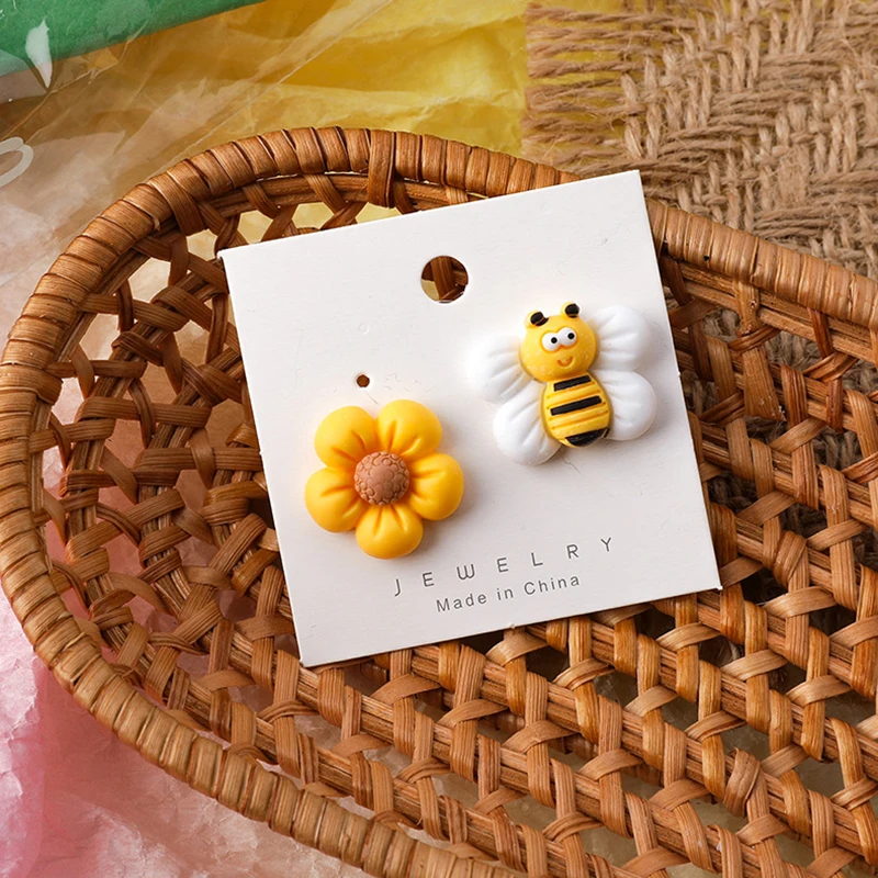 FIMAODZ цветок пчела серьги 2021 корейский аниме мультфильм кролик медведь Солнце