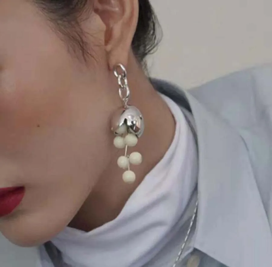 

unique design pearl earrings simple elegant long tassel gorgeous women white flower tender ladies bead wedding eardrop