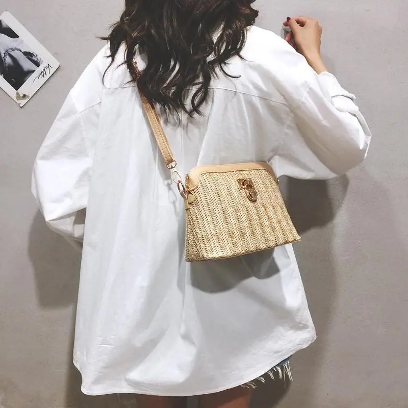 Модные соломенные сумки через плечо переплетение из ПУ искусственной кожи Boho пляжные праздничные женские сумки через плечо