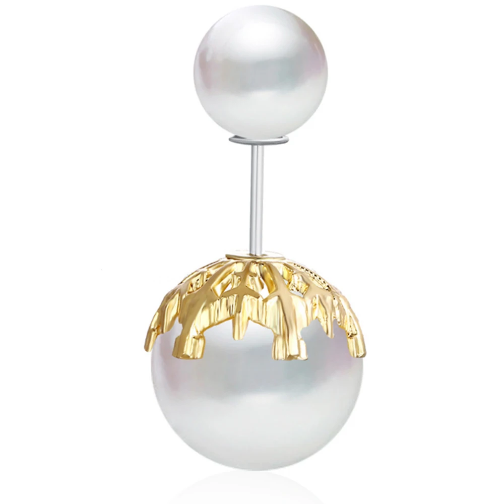 Женская Винтажная брошь с искусственным жемчугом Большая Золотая двойной