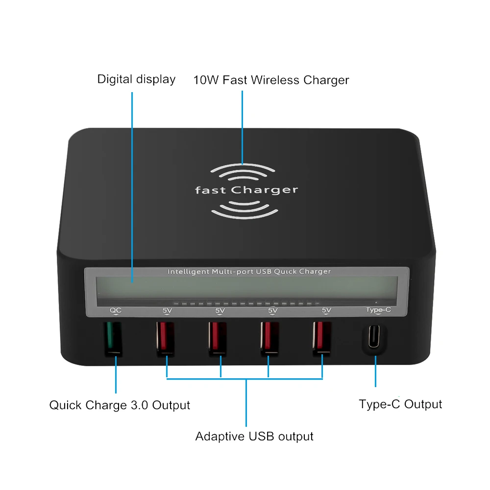 Зарядная Станция KEBIDU с 6 USB портами 10 Вт|Зарядные устройства для телефонов| |