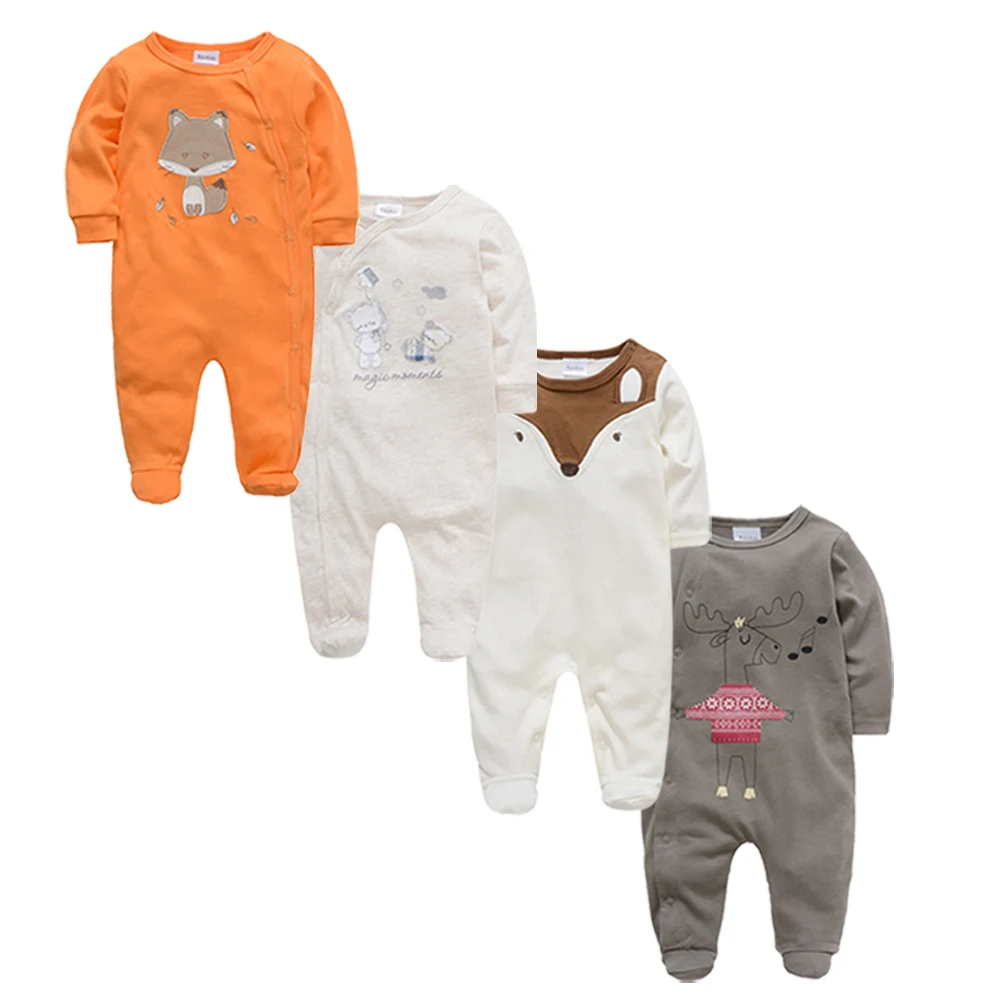 

2021 Одежда для маленьких мальчиков; Хлопковый комбинезон с длинными рукавами для новорожденных; 3 4 шт./компл.; Комбинезоны для девочек 0-12 месяцев; Одежда для малышей