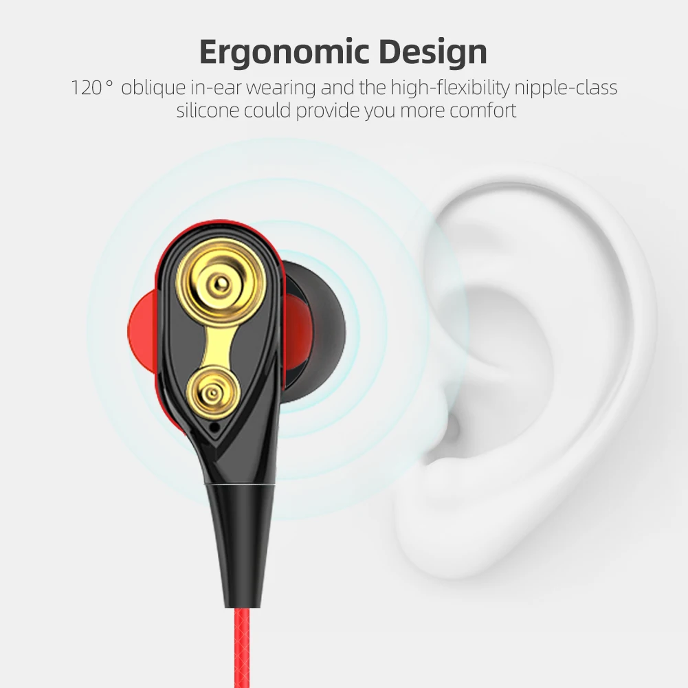 Проводные наушники высокого баса с двойным приводом стерео вкладыши микрофоном