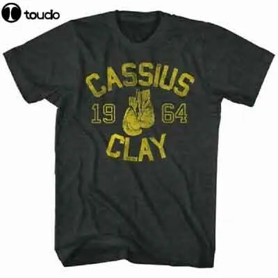 

Muhammad Ali Mens Short Sleeve T-Shirt Black Heather Cassius Clay Graphic Tee