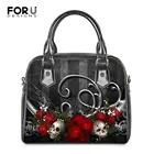 FORUDESIGNS, брендовые дизайнерские сумки большой вместимости с рисунком черепа и розы для женщин, роскошная женская сумка
