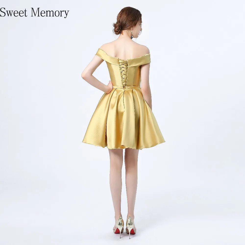 

Sweet Memory Bride Sisters Short Green Gold Bridesmaid Dresses Wedding Party Gown Robe De Soiree