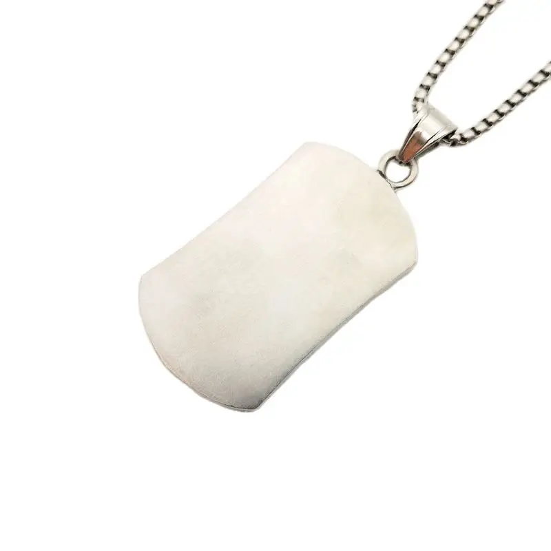 Ретро Серебряный вымощенное по кругу CZ камни тиснением ожерелья Dog Tag 316L бирка из