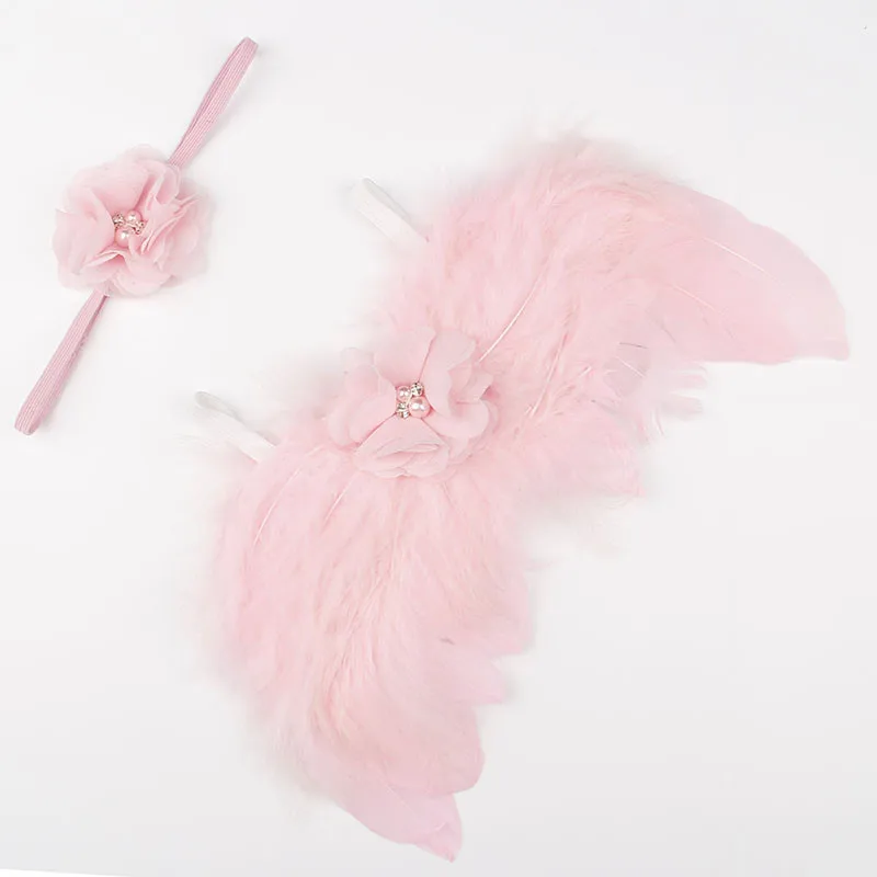 

10pcs American fashion diamond flower headband angel feather wings baby photography photo props newborn baby headdress 0-6 Month