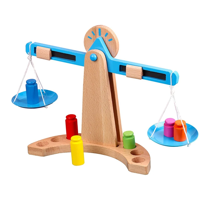 

Montessori Math Toy New Montessori Educational Toy Small Wooden New Balance Scale Toy With 6 Weights For Kids Baby
