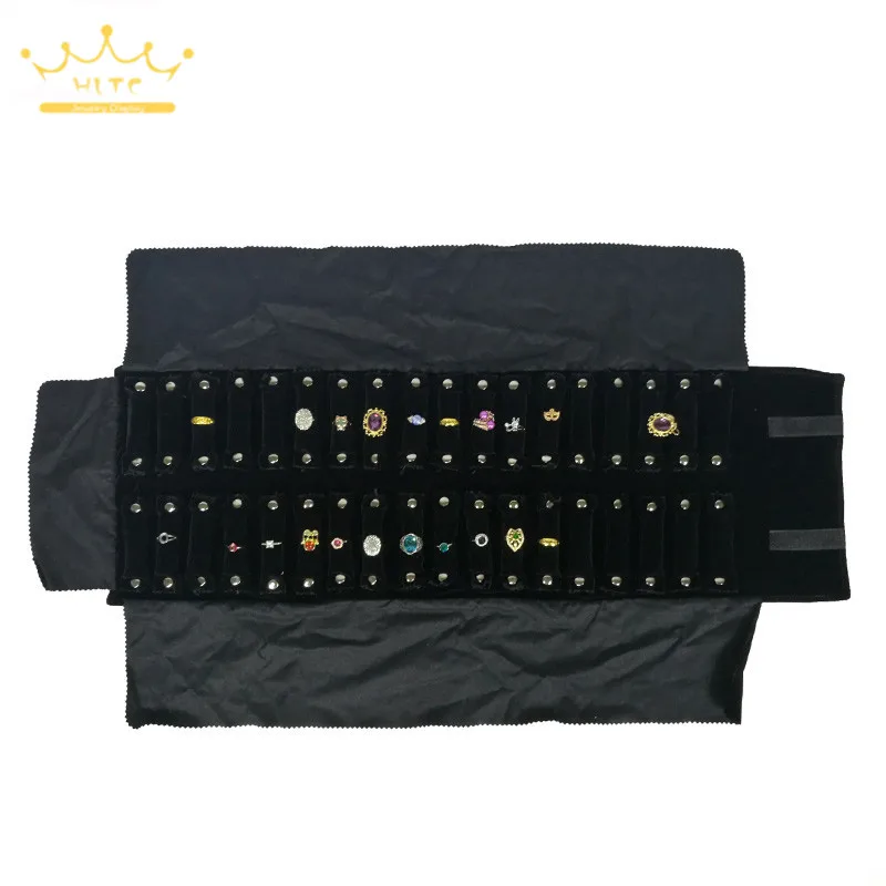 Сумка для украшений черная бархатная сумка в рулоне переносной дорожный