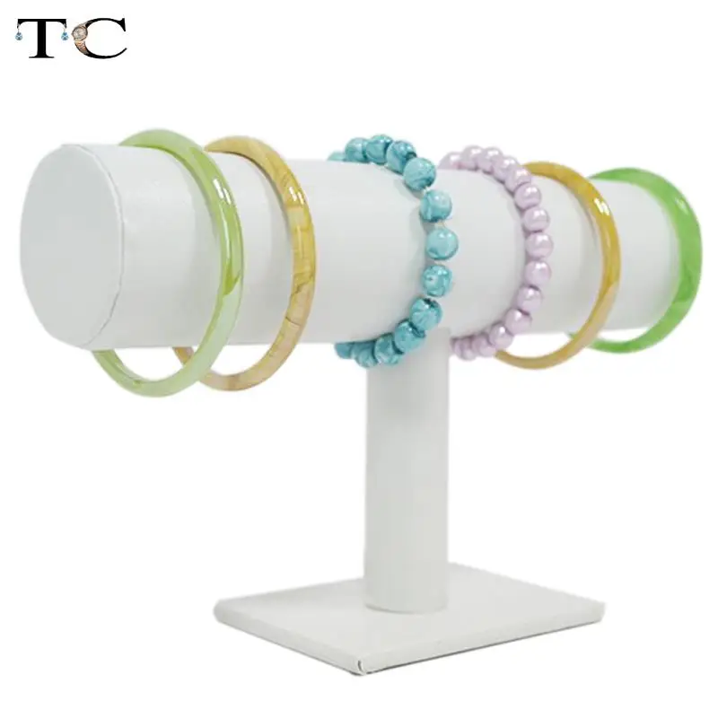 

Free Shipping Jewelry Holder White Leatherette/Velvet Bracelet Chain Watch T bar Rack Jewellery Display Organizer Stand Holder