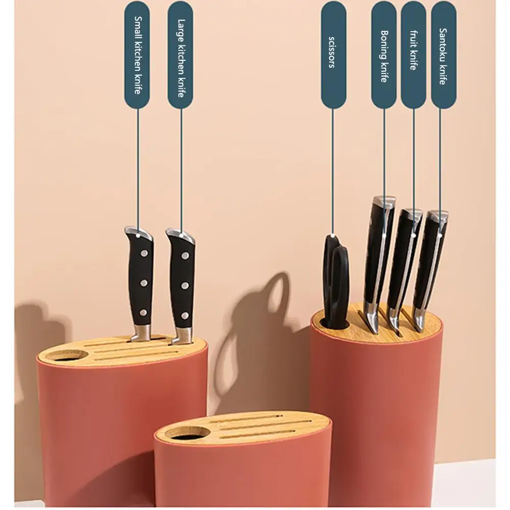 

Bamboo Knife Block Detachable Stand Knives Storage Shelf Wooden Knife Holder Rack with Scissors Slot Kitchen Accessories Tool