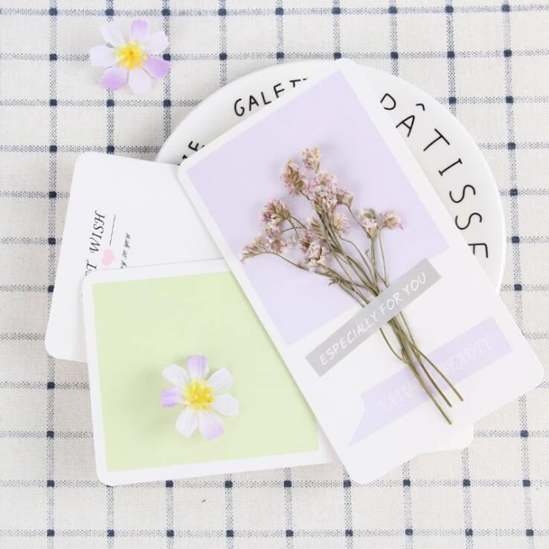 2 шт сушеные цветы с днем рождения поздравительная открытка индивидуальность