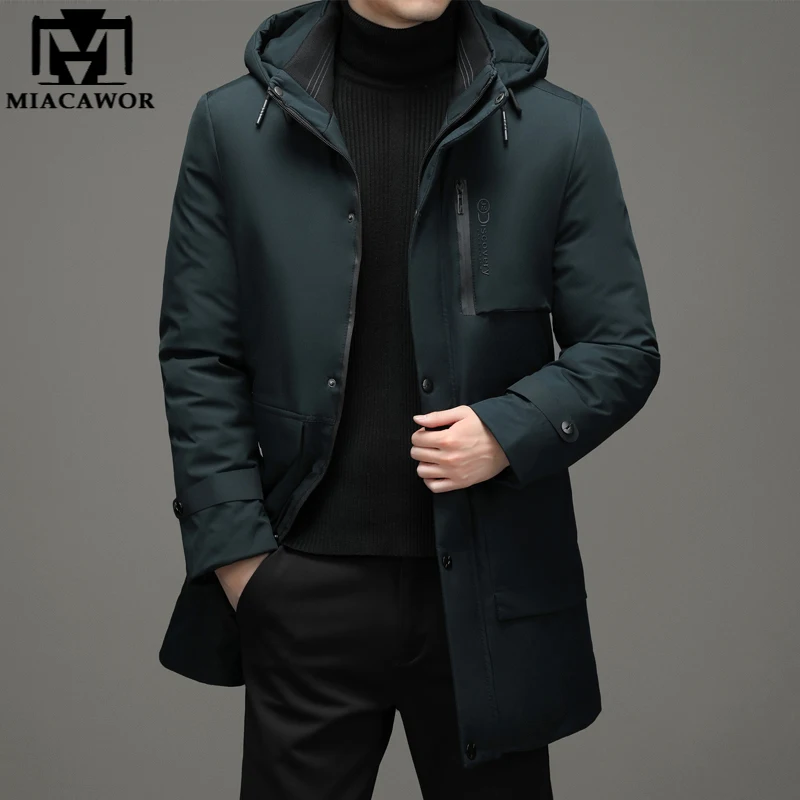 New Brand Casual Winter Jacket High Quality Fashion Thick Warm Men Parka Hooded Long Windbreaker Coats Mens Clothing J728