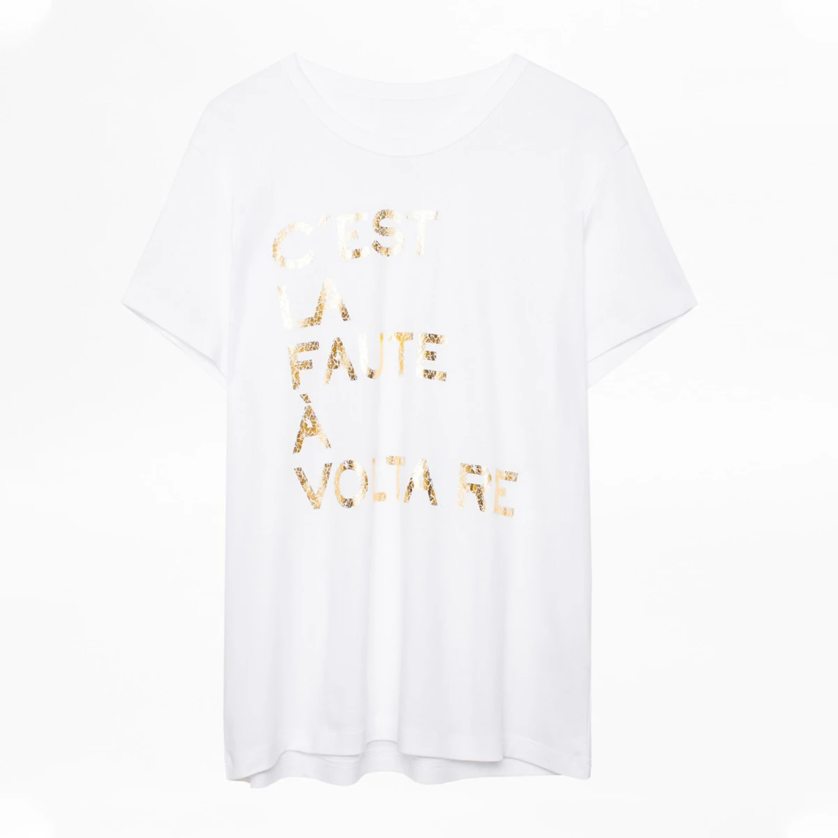 

Golden Cracked Letter Tee Shirts Woman Summer Short Sleeve Round Neck Cotton Cozy T-Shirt Casual Vintage Classic Tshirts Tops