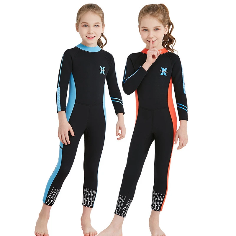 Неопреновые гидрокостюмы для девочек 2 5 мм цельные термальные детей дайвинга