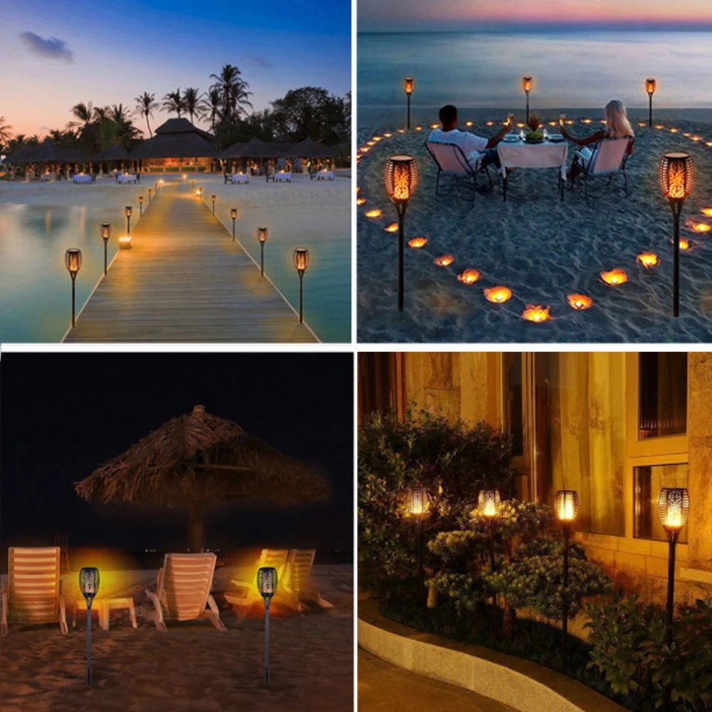 Светодиодный светильник с пламенем на солнечной батарее мерцающий 1/2/4 шт.