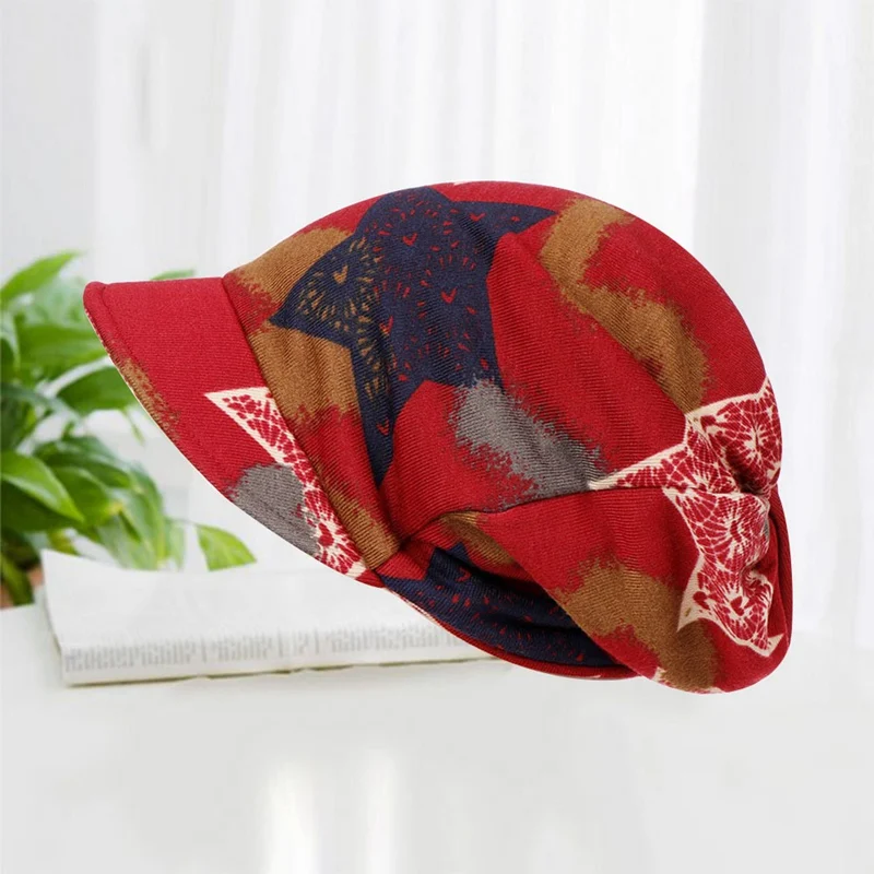 

Women Double Layer With Brim Headwrap Fashion Warm Bandana Hats Ladies Chemo Cap Bandanas Hair Accessories