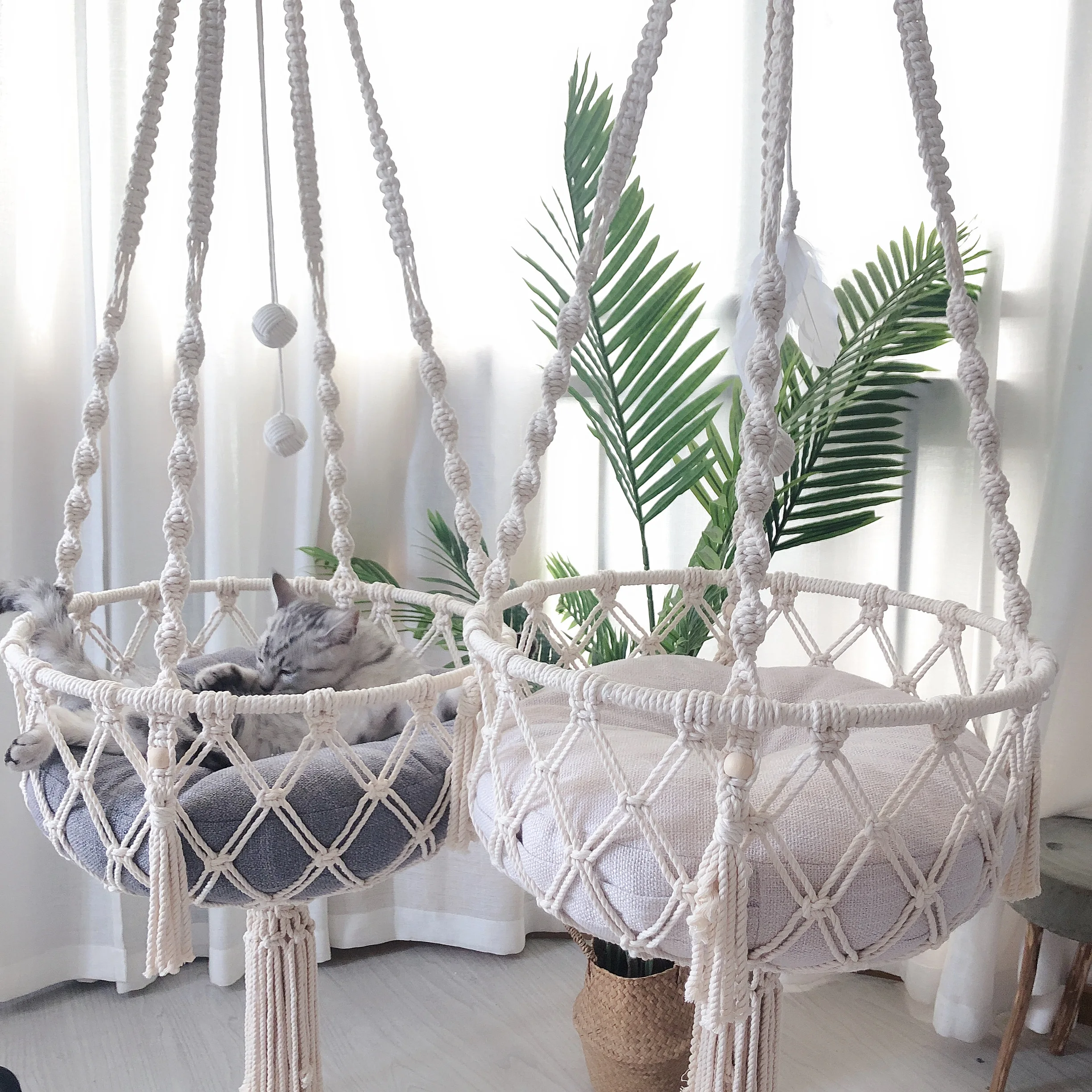 

Customized Ins Handmade Cotton String Cat Nest Four Seasons Universal Sun-Drying Cat Swing
