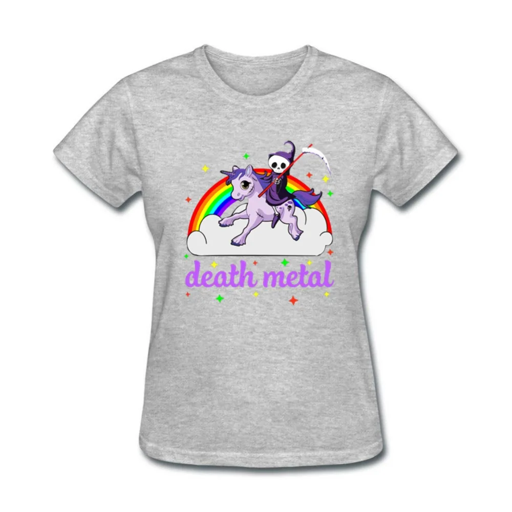 Остров радуги смерти металла рокер милый Единорог футболки Женская хлопковая
