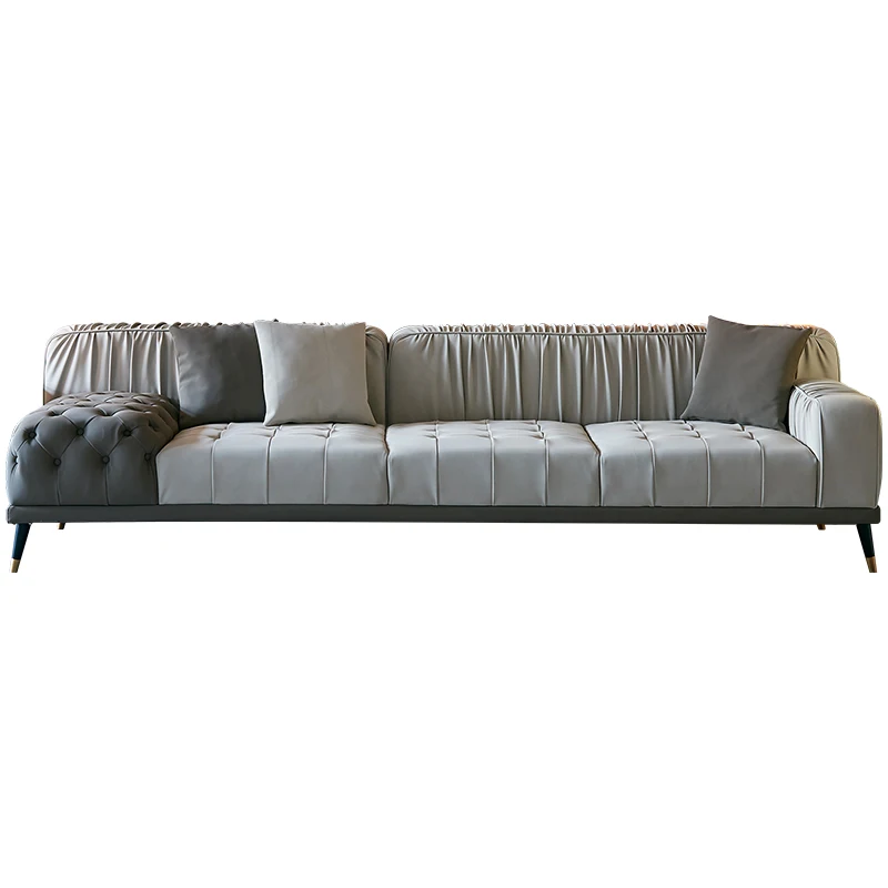 

luxury sofa combination set Italian minimalist leather soft bag living room for three people Modern Style sofa solid wood