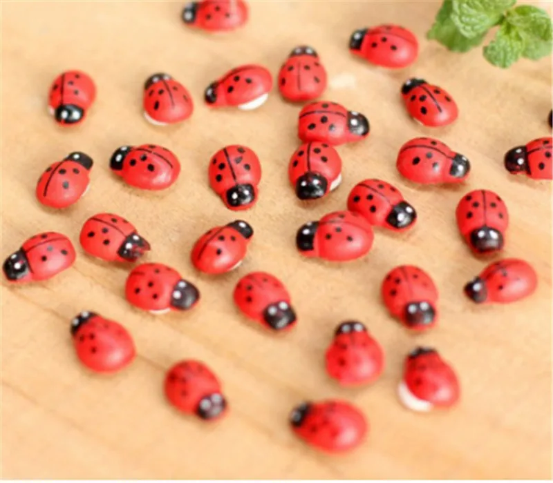 10 шт. миниатюрные украшения Coccinella septempipatata изделие из смолы «сделай сам» маленький садовый декор дерево Божья коровка